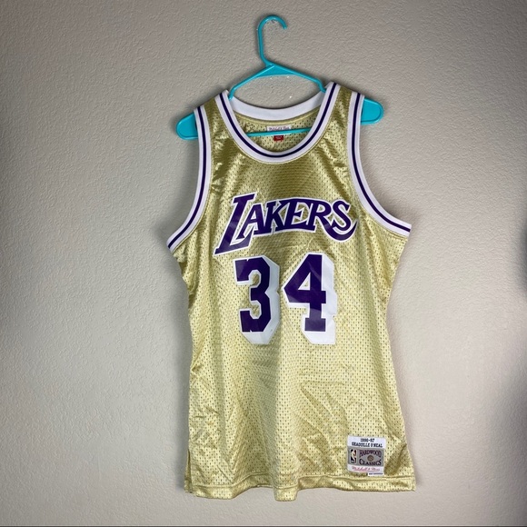 Lakers Shaq O'Neal Swingman 24k Gold Jersey Rare - Picture 1 of 9